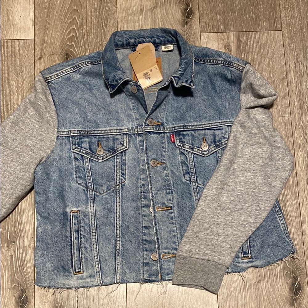 Levi's Blue Denim Jacket with Gray Sleeves